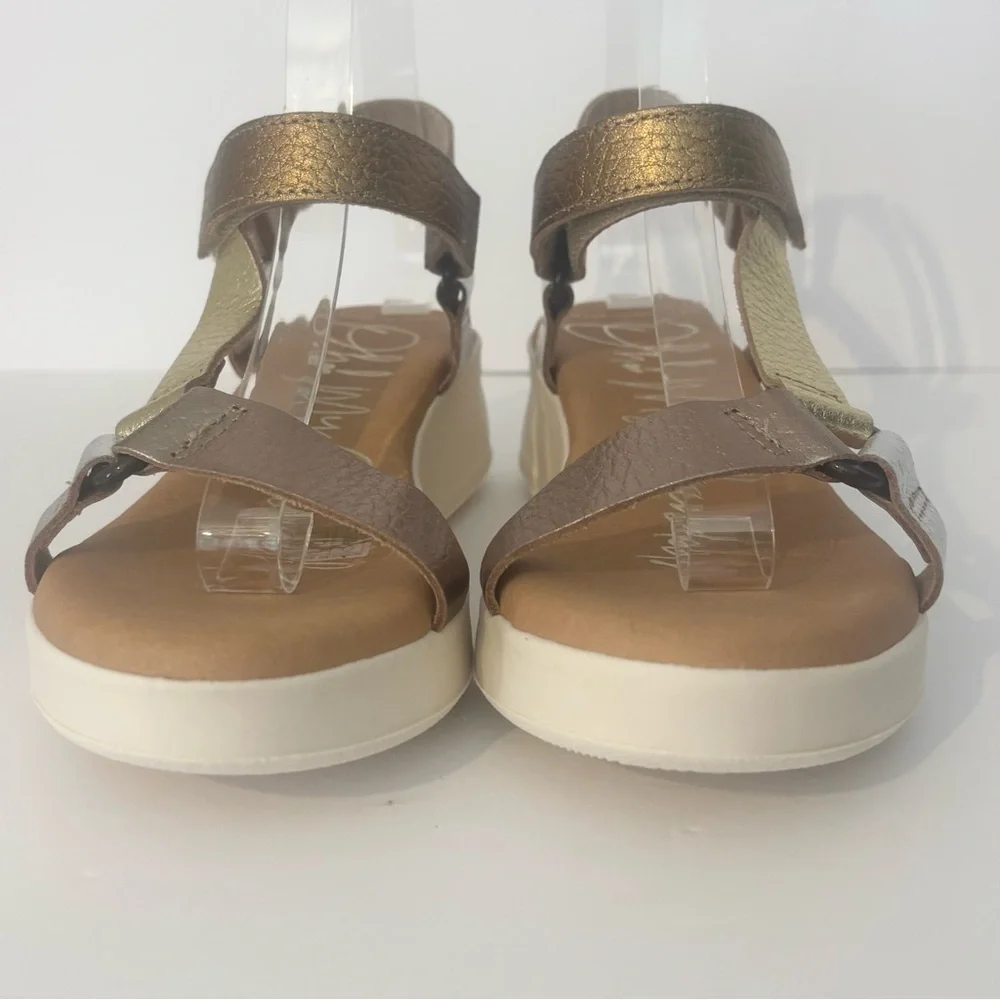Oh! My Sandals Metallic Multi-Strap Platform Sandals Made in Spain EU 38 US 8